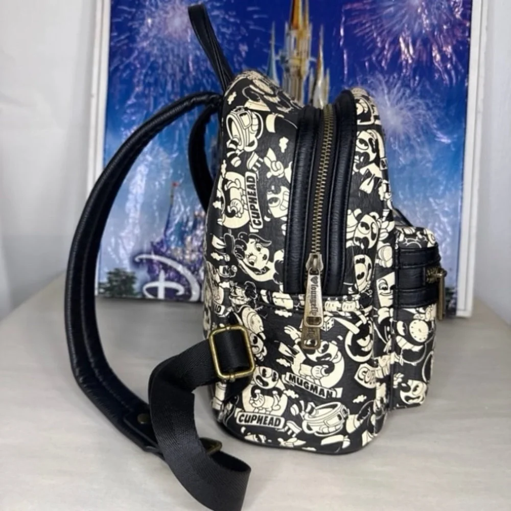 HEART LOGO Cuphead Loungefly mini backpack RARE - Picture 2 of 8